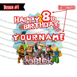 Roblox Digital Cake Topper – Customizable PNG File with Name & Age | 5 Designs, 5000x5000 px | Printable Birthday Decorations image 3