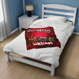 Roblox fluwelen deken met naam - zachte gepersonaliseerde, enkelzijdige print, 3 maten, voor kinderkamer, bank en bed, verjaardagscadeau afbeelding 3