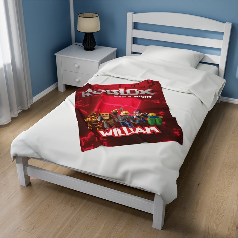 Roblox fluwelen deken met naam - zachte gepersonaliseerde, enkelzijdige print, 3 maten, voor kinderkamer, bank en bed, verjaardagscadeau afbeelding 3