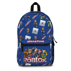 Sac à dos Roblox avec nom – Sac à dos d'école léger et imperméable pour enfants, avec compartiment pour ordinateur portable et personnalisation, cadeau pour les fans de Roblox