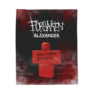 Roblox blanket with name, velvet, black-red, FORSAKEN design, personalized, coolkidd image 6