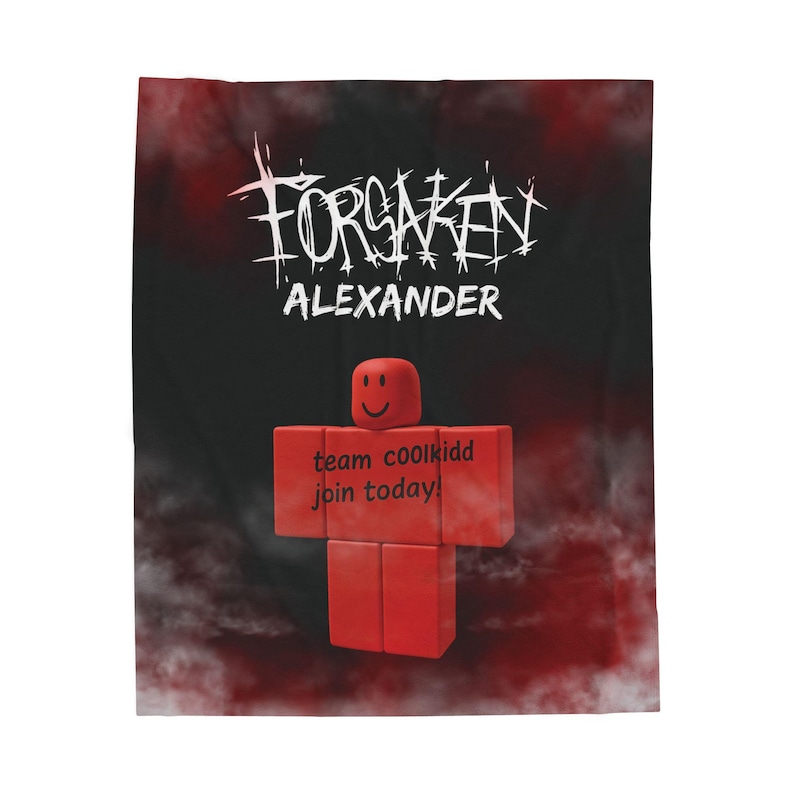 Roblox blanket with name, velvet, black-red, FORSAKEN design, personalized, coolkidd image 6