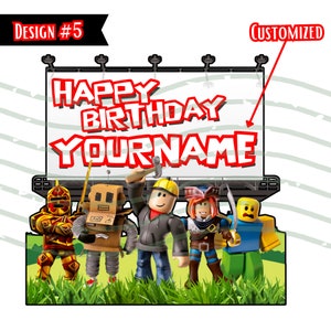 Roblox Digital Cake Topper – Customizable PNG File with Name & Age | 5 Designs, 5000x5000 px | Printable Birthday Decorations image 7