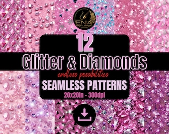 pink glitter diamond pattern PNG 20 x 20 inch 300 dpi – set of 12
