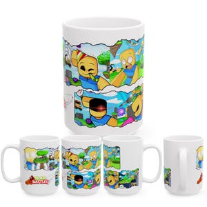 Roblox Slap Battles Mug, Colorful Ceramic Mug, 11oz 15oz, Comic Design, Ideal Gift for Gamers, Artists and Creative Lovers