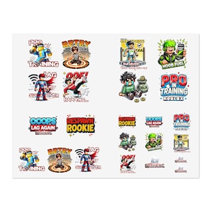 Foglio di adesivi Roblox Adventure - 23 adesivi e detti iconici per i giocatori, impermeabili, resistenti ai raggi UV, ideali per bambini, scuola e compleanni