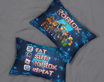 Lumbar support pillow for Roblox fans - Eat, Sleep, Roblox, Repeat - Perfect gift for children's rooms, birthdays & Christmas