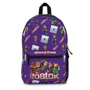 Sac à dos Roblox avec nom – Sac à dos d'école léger et imperméable pour enfants, avec compartiment pour ordinateur portable et personnalisation, cadeau pour les fans de Roblox