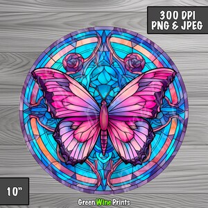 Butterfly Stained Glass Clipart, Butterly Craft Art Print, Faux Stained Glass, Stained Glass Digital Print, Instant Download, Commercial Use