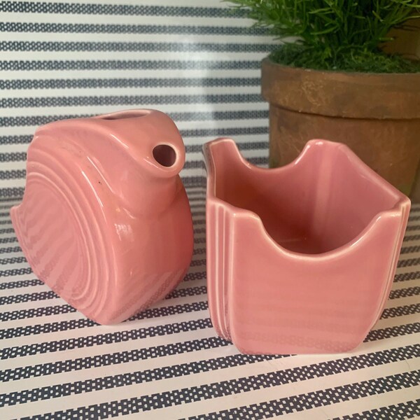 Fiesta Creamer & Sugar Caddy Set | Rose | Vintage Fiesta Ware | Great Collectable!