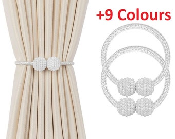 2 Pcs 9 Colours Magnetic Curtain Tie Backs Curtain Holdbacks Buckle Clips Magnetic Pearl Curtain Tiebacks Curtain Holder Buckle Holdbacks