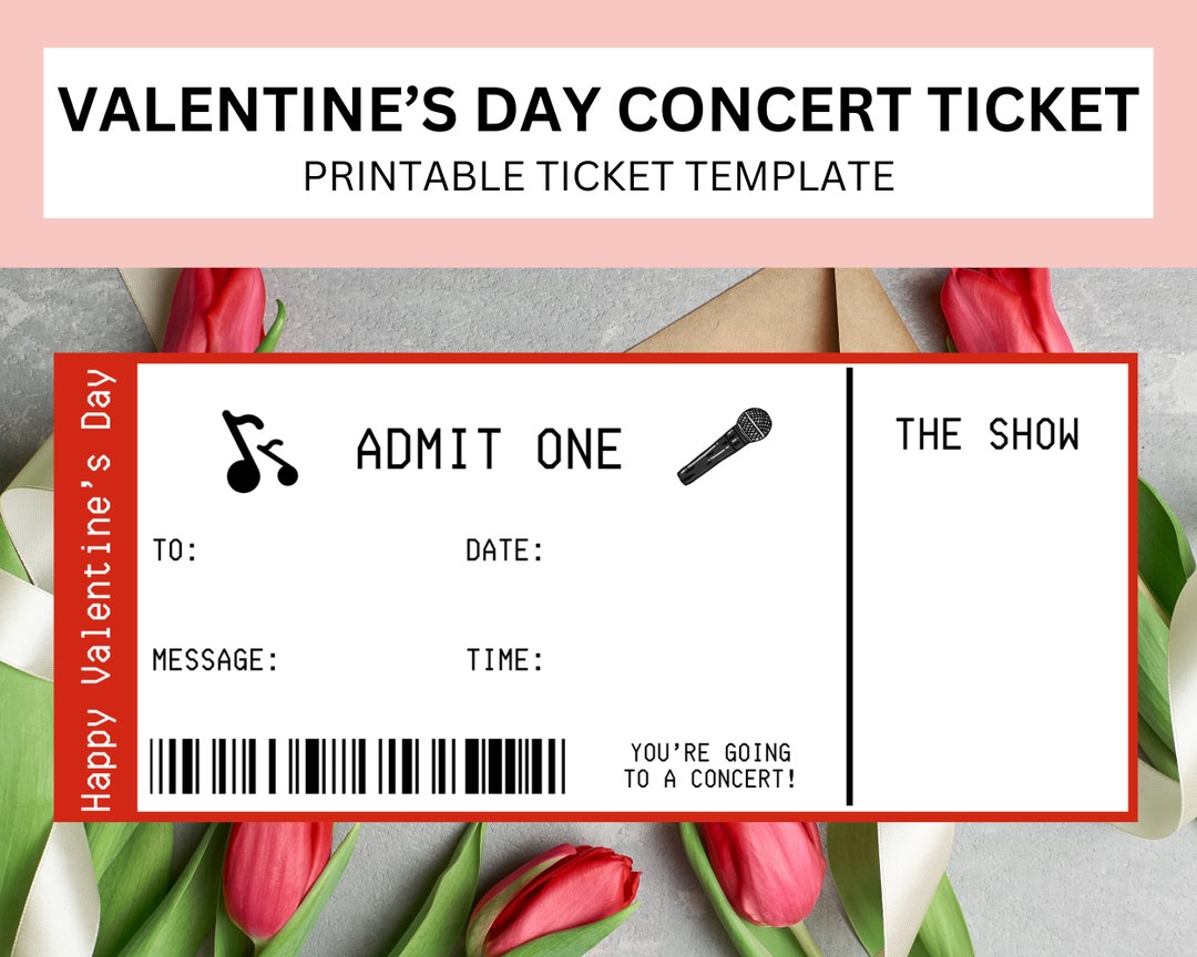 Surprise Concert Ticket Template Printable Valentines Day Gift Etsy Surprise Concert Ticket Template Printable Valentines Day Gift Etsy