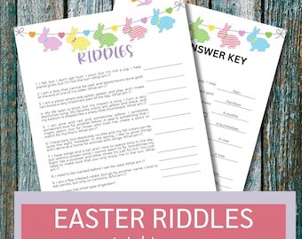 Easter Riddles Printable | Spring Family Party Games | Printable Classroom Party Activities | Easter School Activity Ideas