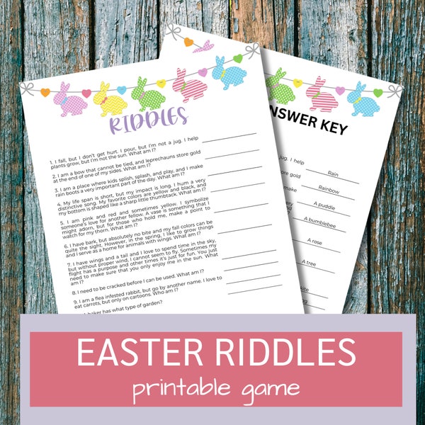 Easter Riddles Printable | Spring Family Party Games | Printable Classroom Party Activities | Easter School Activity Ideas