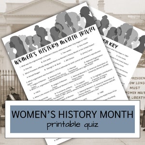 Women&#39;s History Month Trivia Quiz: Printable Game (PDF)