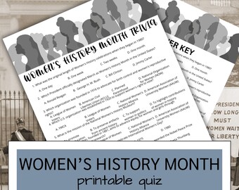 Women's History Month Trivia Quiz: Printable Game (PDF)