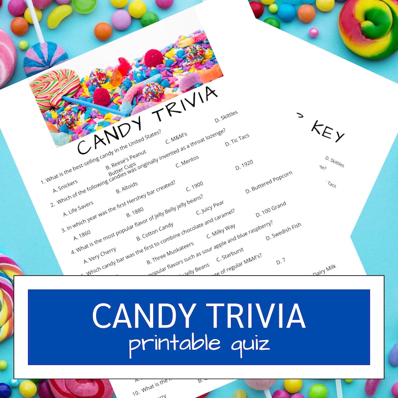 Candy Trivia Game Sweet Treats Quiz Candy Themed Party Games Fun Kids