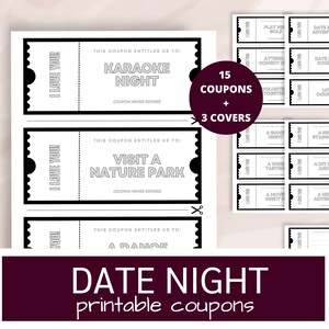 Date Night Coupons for Couples | Printable Monochrome Romantic Love ...