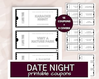 Printable Date Night Coupon Book | Romantic Gift for Couples | Date Night Ideas | Anniversary Gift (PDF)