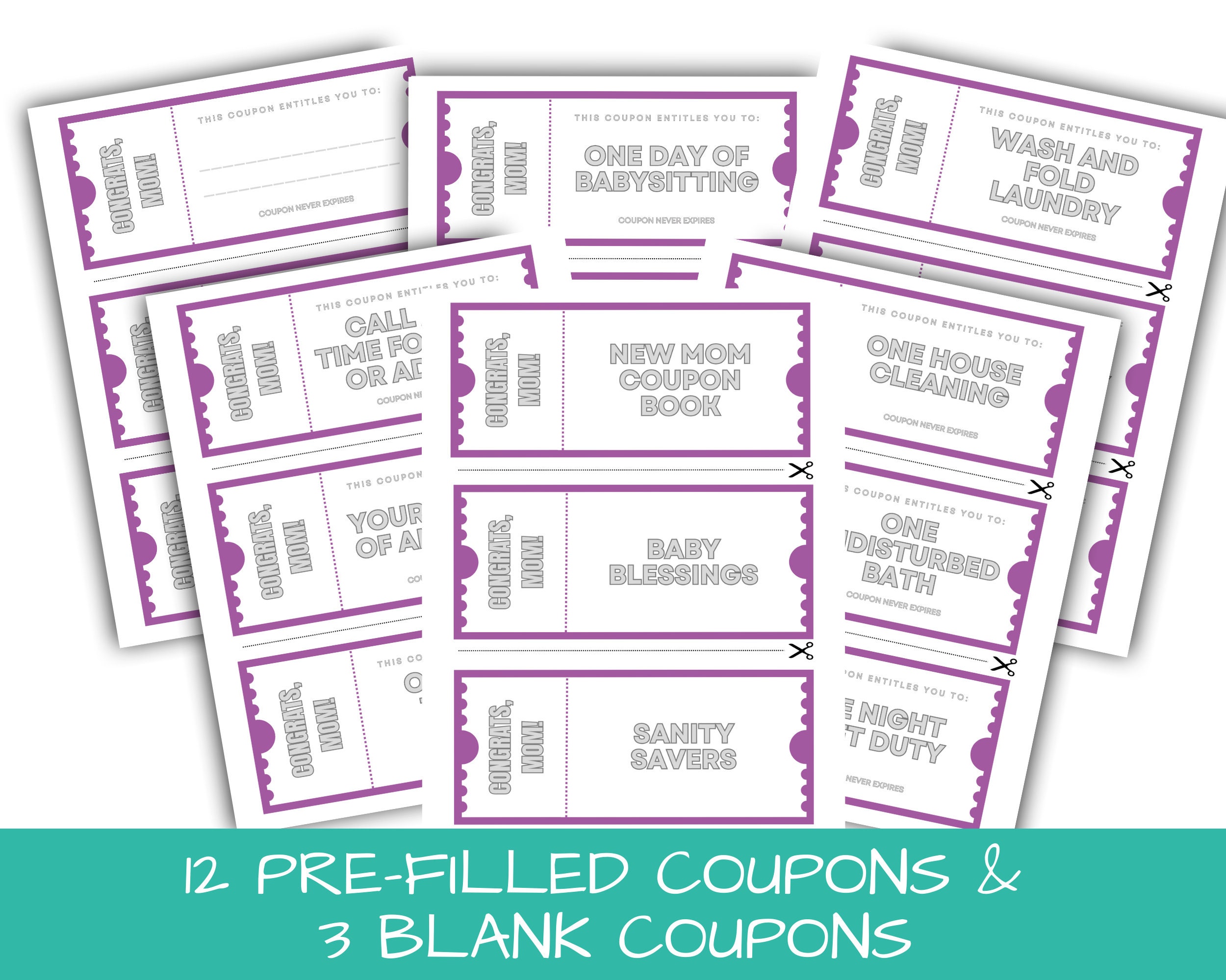 New Mom DIY Purple Coupon Book Printable Babysitting Etsy