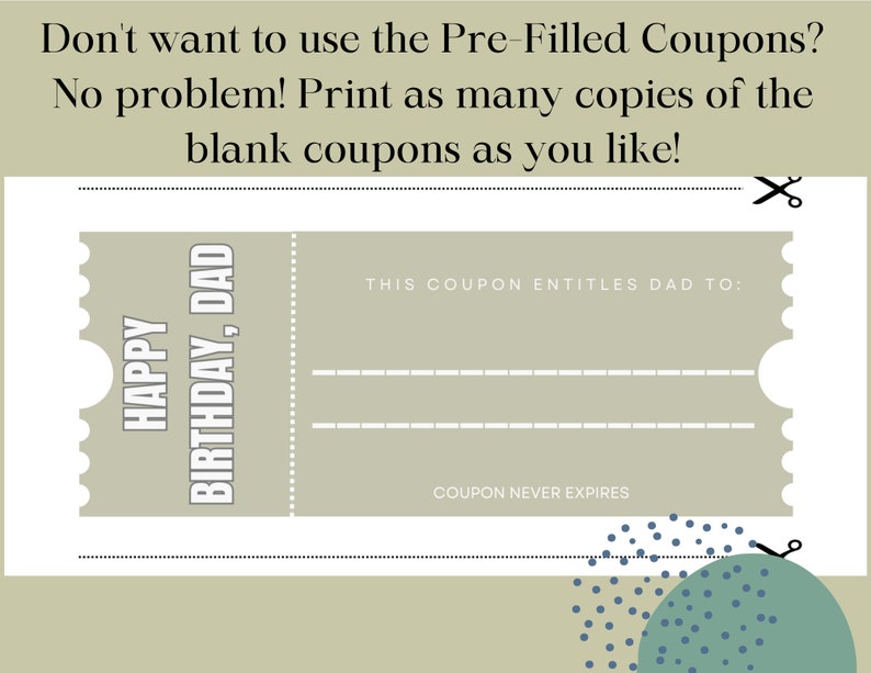 Dads Birthday Printable Coupons Coupons for Father Dad Gift Ideas