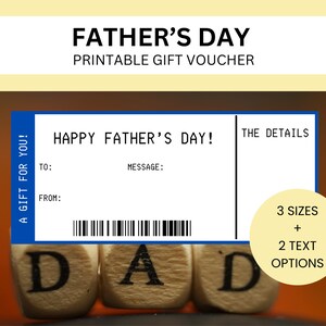 Vatertagsgeschenkgutschein zum Ausdrucken | Geschenkgutschein für Ihn | Ausdruckbare Gutschein zum Vatertag | Personalisierter Papa Gutschein