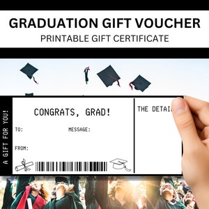 Abschluss-Geschenkgutschein | Vorlage für einen Geschenkgutschein für Absolventen | College High School Mittelschule oder Grundschulabsolvent | Druckbare Geschenkideen