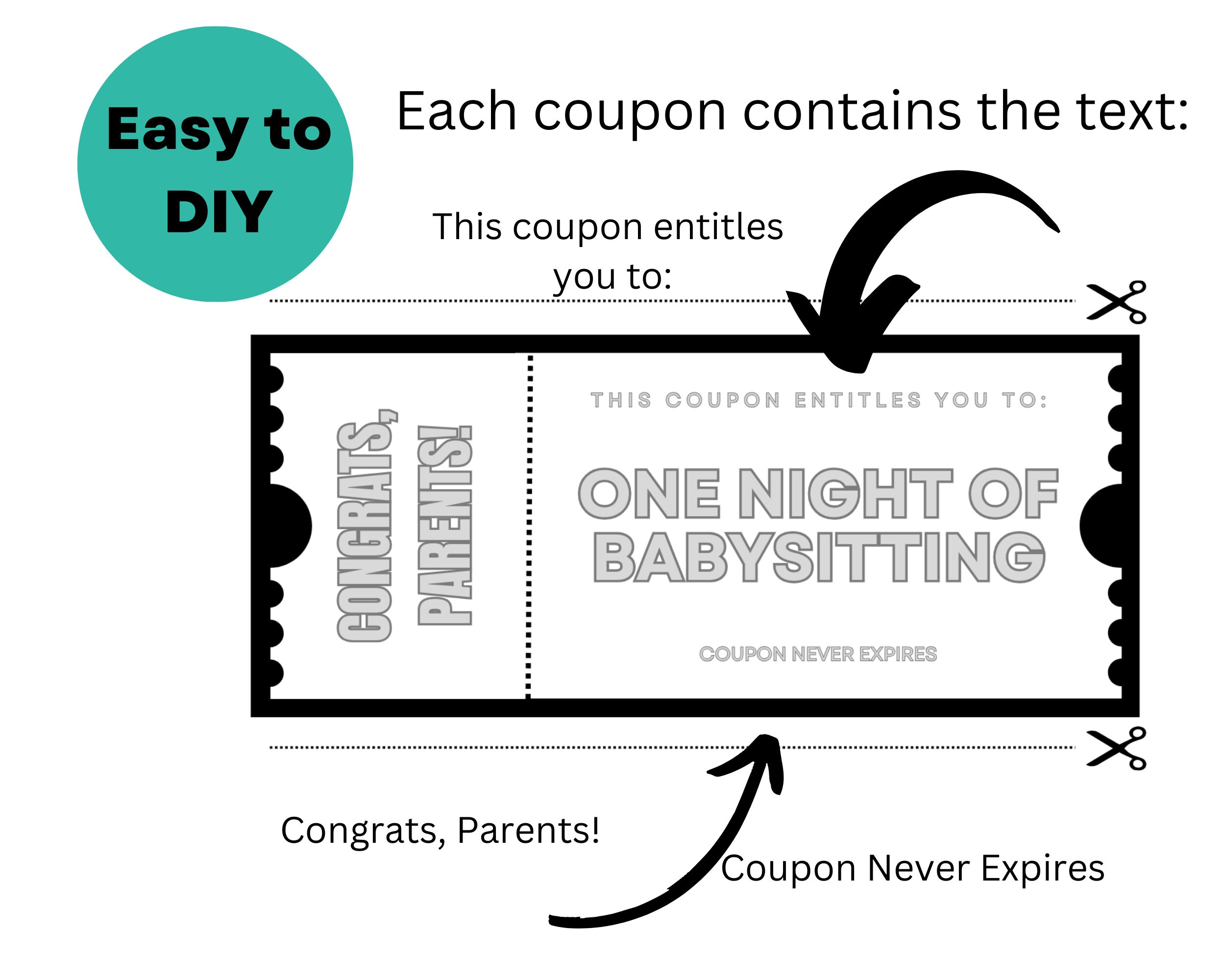 New Parent Coupon Book Printable Babysitting Vouchers Baby Shower Gift Idea Affordable Last ...