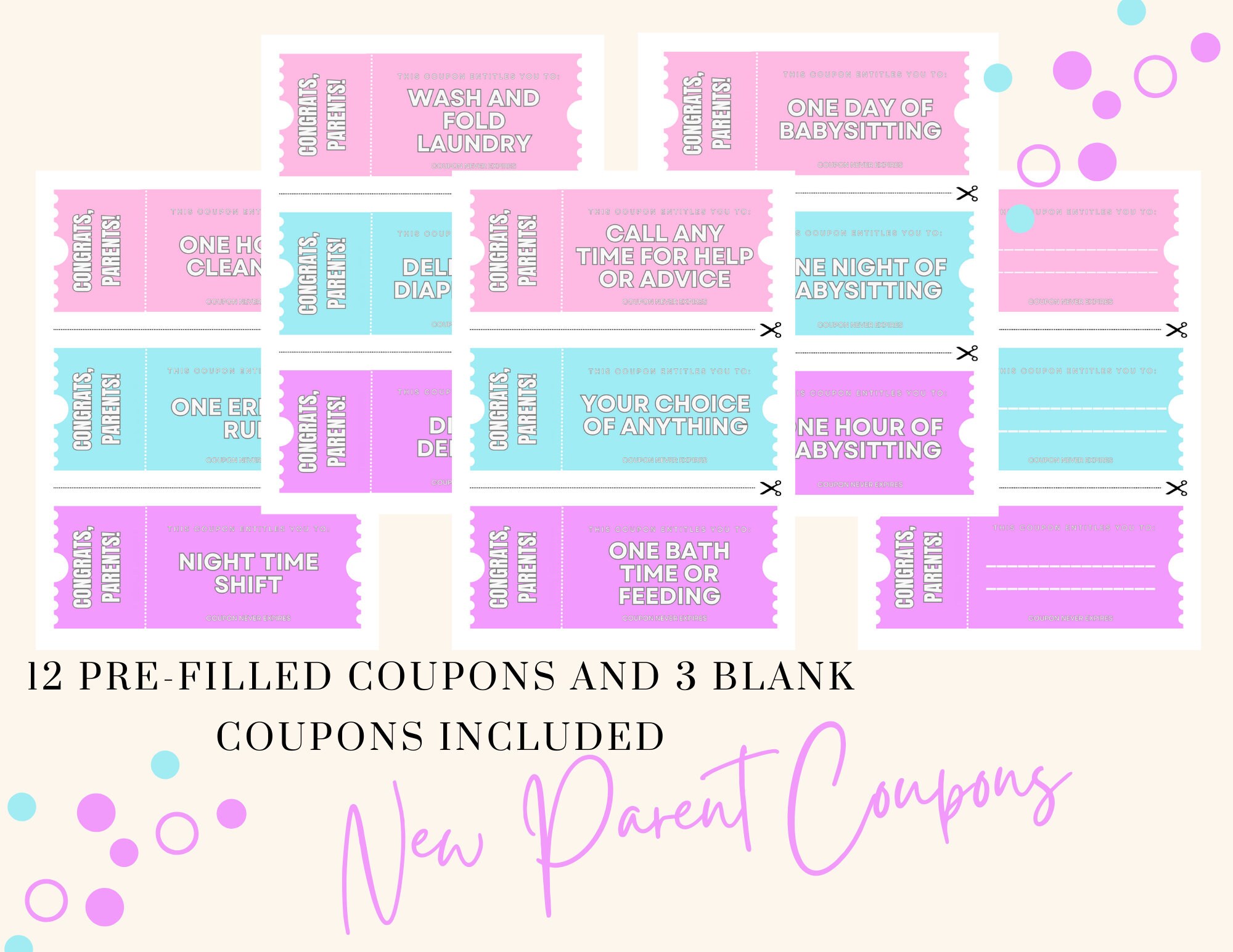 Expecting Parent Coupon Book | Printable Babysitting Coupons | New Mom and Dad Unique Gift Ideas ...