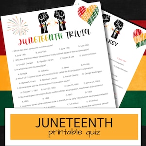 Juneteenth Trivia Quiz: Freedom Day Printable Game (PDF)