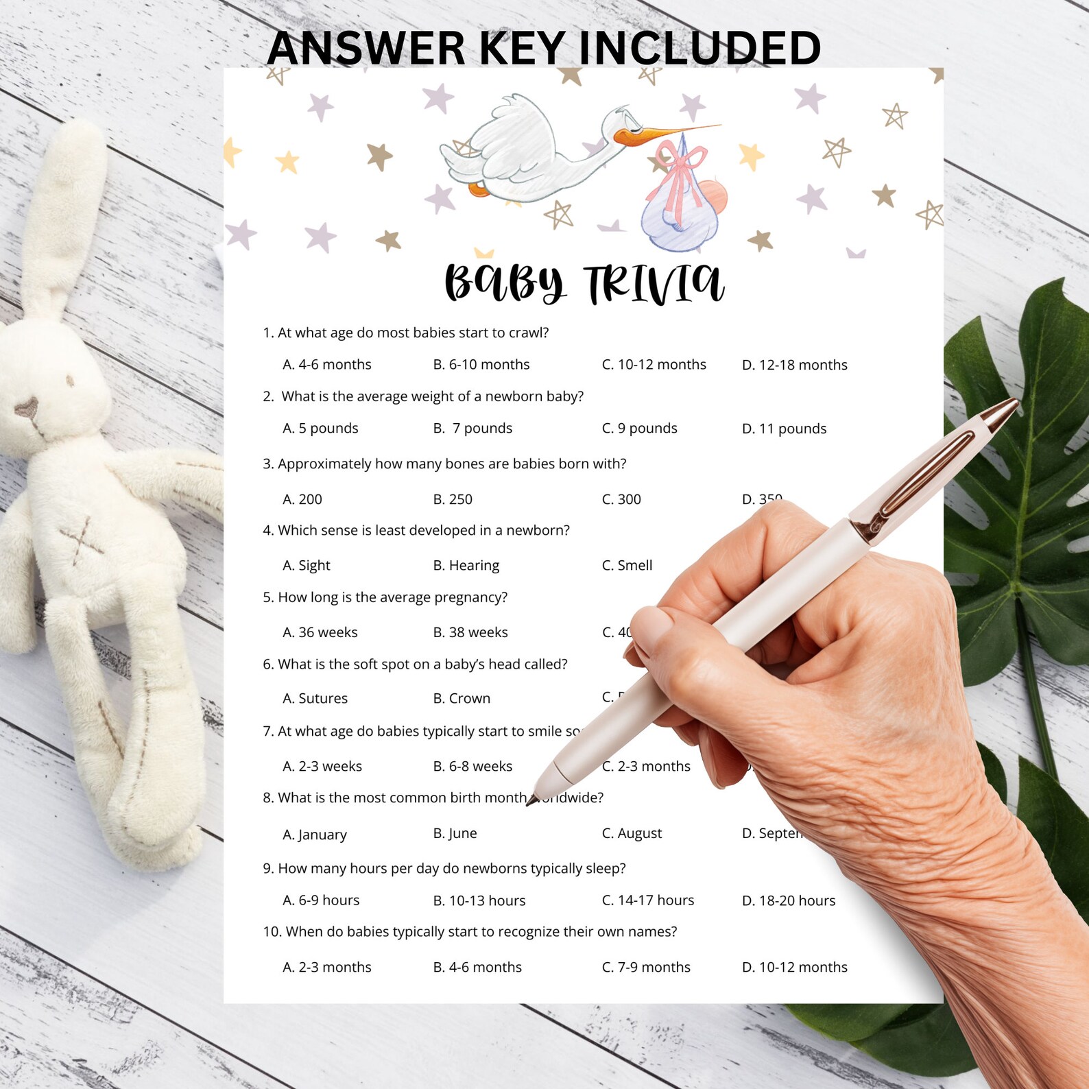 Baby Trivia Game | Printable Baby Shower Quiz | 10 Questions and ...