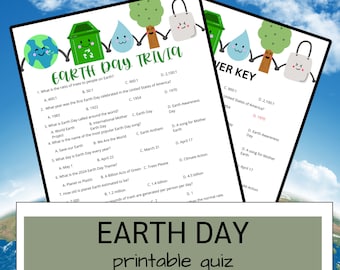 Earth Day Quiz Printable | International Mother Earth Day Trivia Family Game | Printable Classroom Party Activity