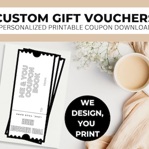 Individuelles Gutscheinbuch | Personalisierte Geschenkgutscheine zum Ausdrucken | Einzigartige Geschenkideen | Auf Bestellung gefertigtes Design, das Sie zu Hause ausdrucken können
