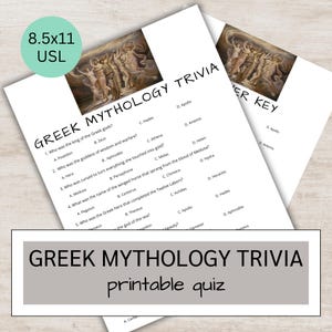 Quiz sulla mitologia greca stampabile / Quiz sulla Grecia antica / Attività rompighiaccio / Dio e Dea / Giochi per feste in ufficio