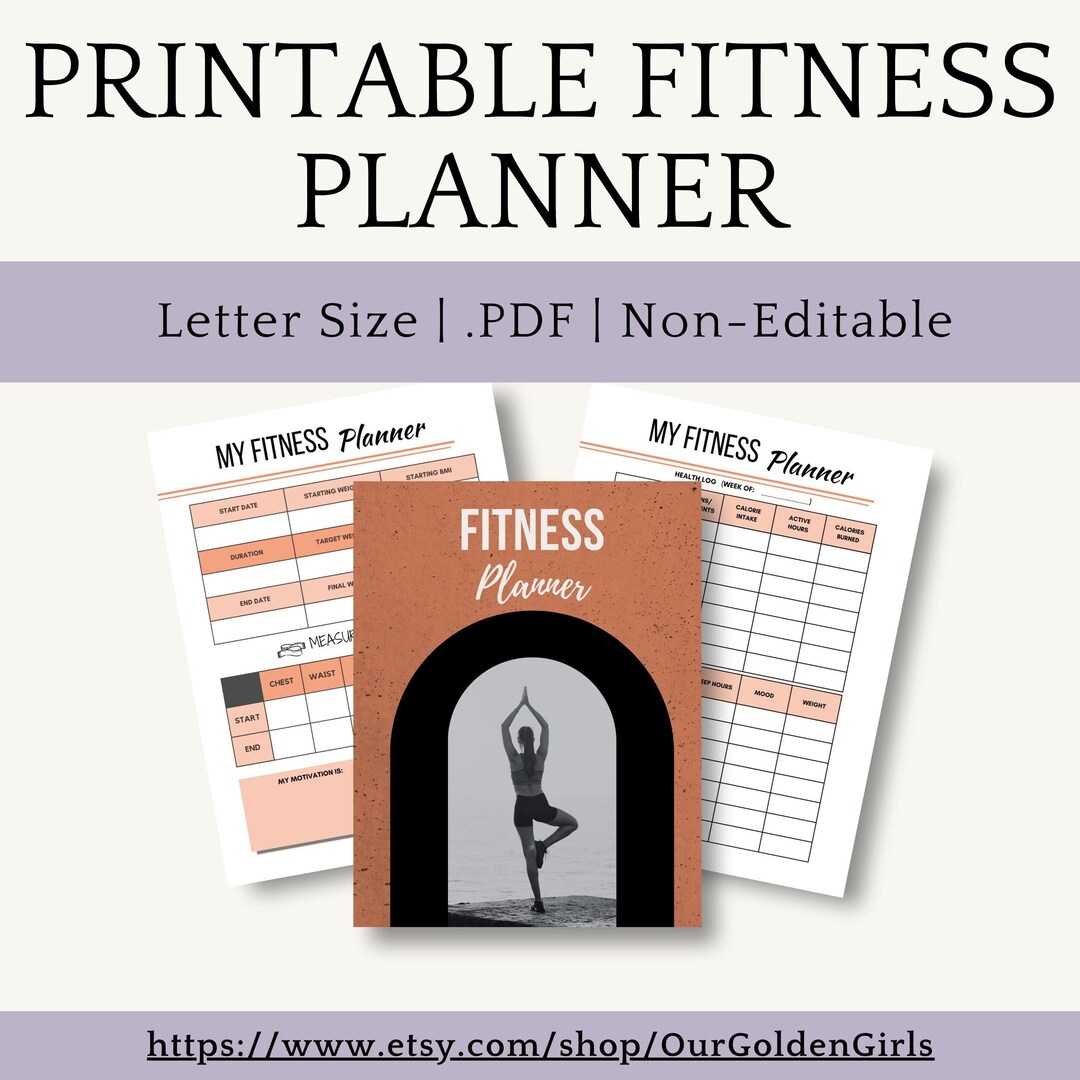 Printable Fitness Planner Fitness Goal Fitness Tracker Health Work Out Wellness Endurance