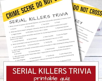 Serial Killers Trivia Game | Printable True Crime Quiz | Murder Mystery Party Activity | PDF Download
