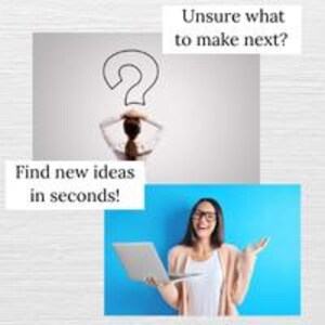 Top image is a woman with her hands on her head facing a wall with a question mark displayed. The bottom image is a woman wearing glasses holding a laptop and smiling.