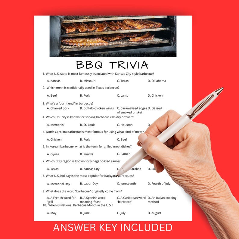 Barbecue Riddles BBQ Trivia Quiz: Printable Barbecue Party Game (PDF) - Etsy