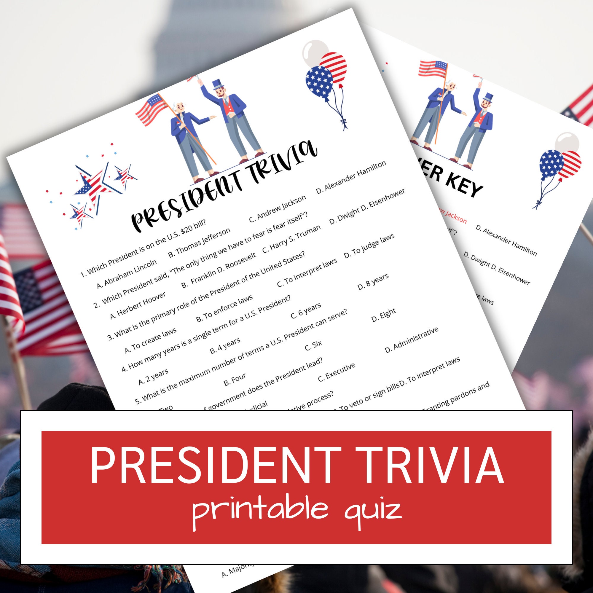 präsident trivia quiz: us präsidenten spiel (druckbare pdf) - etsy.de