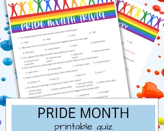 Pride Month Quiz Printable | Gay Pride Trivia Game | LGBTQIA+ Classroom Activity | Love is Love Celebration