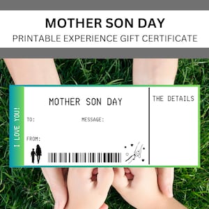 Mutter Sohn Tag Geschenkgutschein Mama Sohn Datum Gutschein zum Ausdrucken | Mama und Kind Abenteuer | Mama und Kind Quality Time