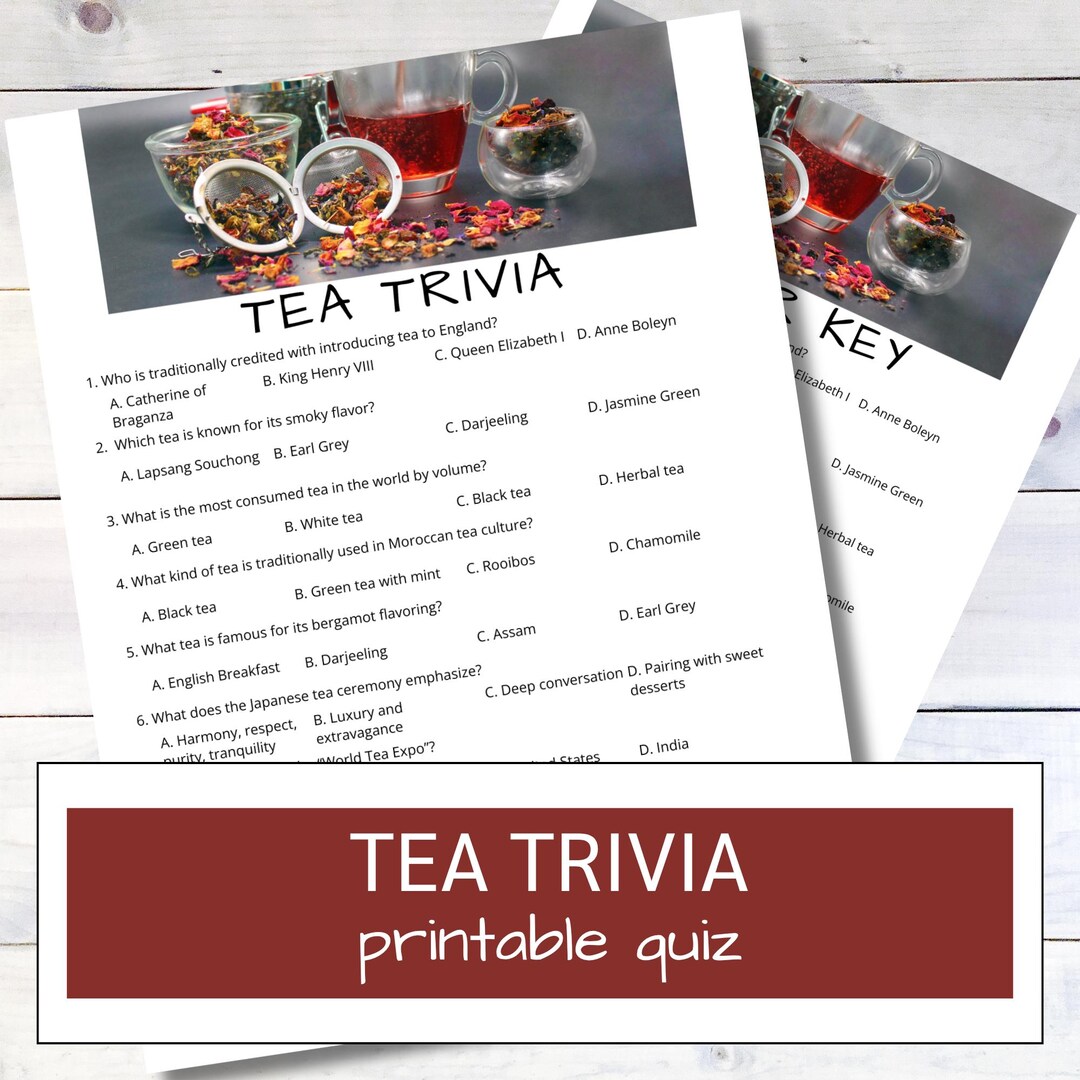 Tea Trivia Game: Printable Tea Party Quiz (PDF Download) - Etsy