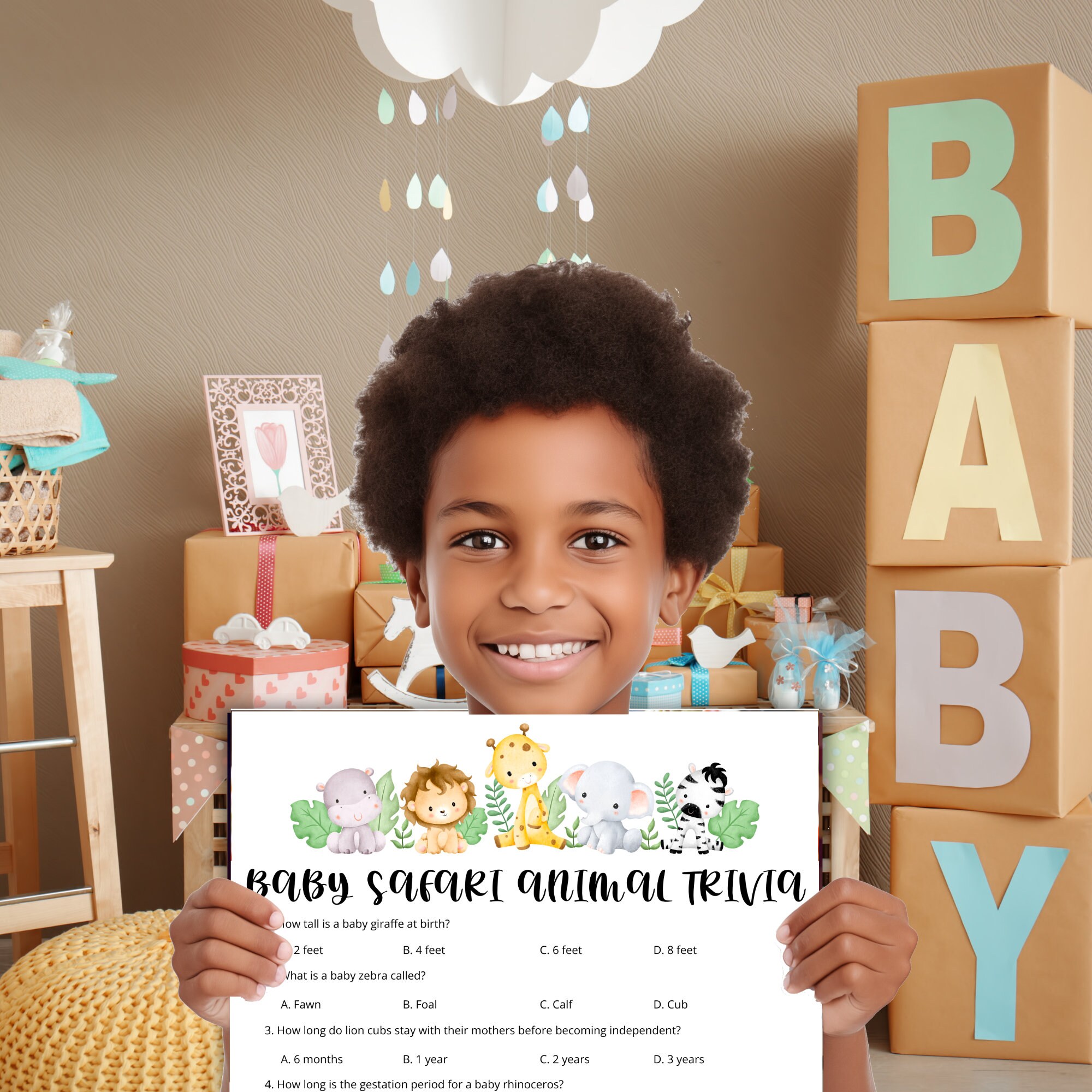 Baby Safari Animal Trivia Game: Printable Baby Shower Quiz (PDF) - Etsy