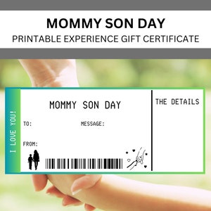 Mommy Son Day-cadeaubon | Datumvoucher moeder zoon afdrukbaar | Avontuur voor moeder en kind | Qualitytime voor moeder en kind