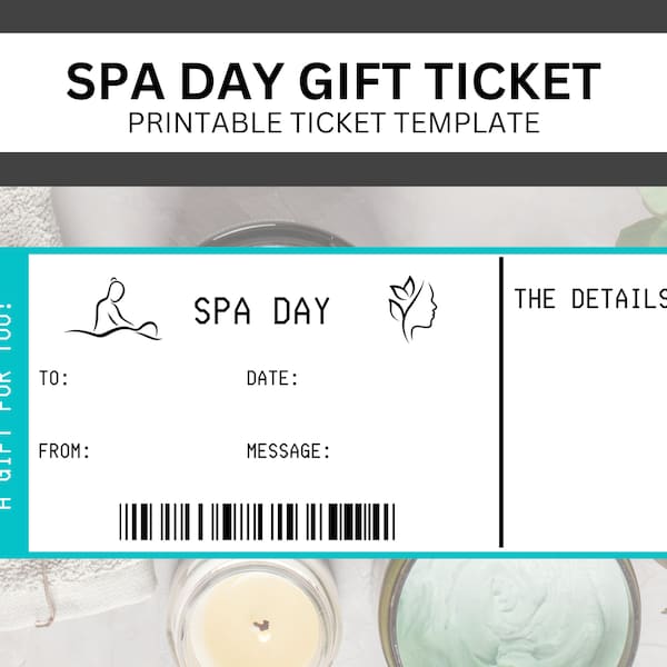 Spa Day Gift Voucher for Her | Massage Facial Present | Valentines Day Spa Ticket | Mothers Day Printable Coupon | Woman Anniversary Gift