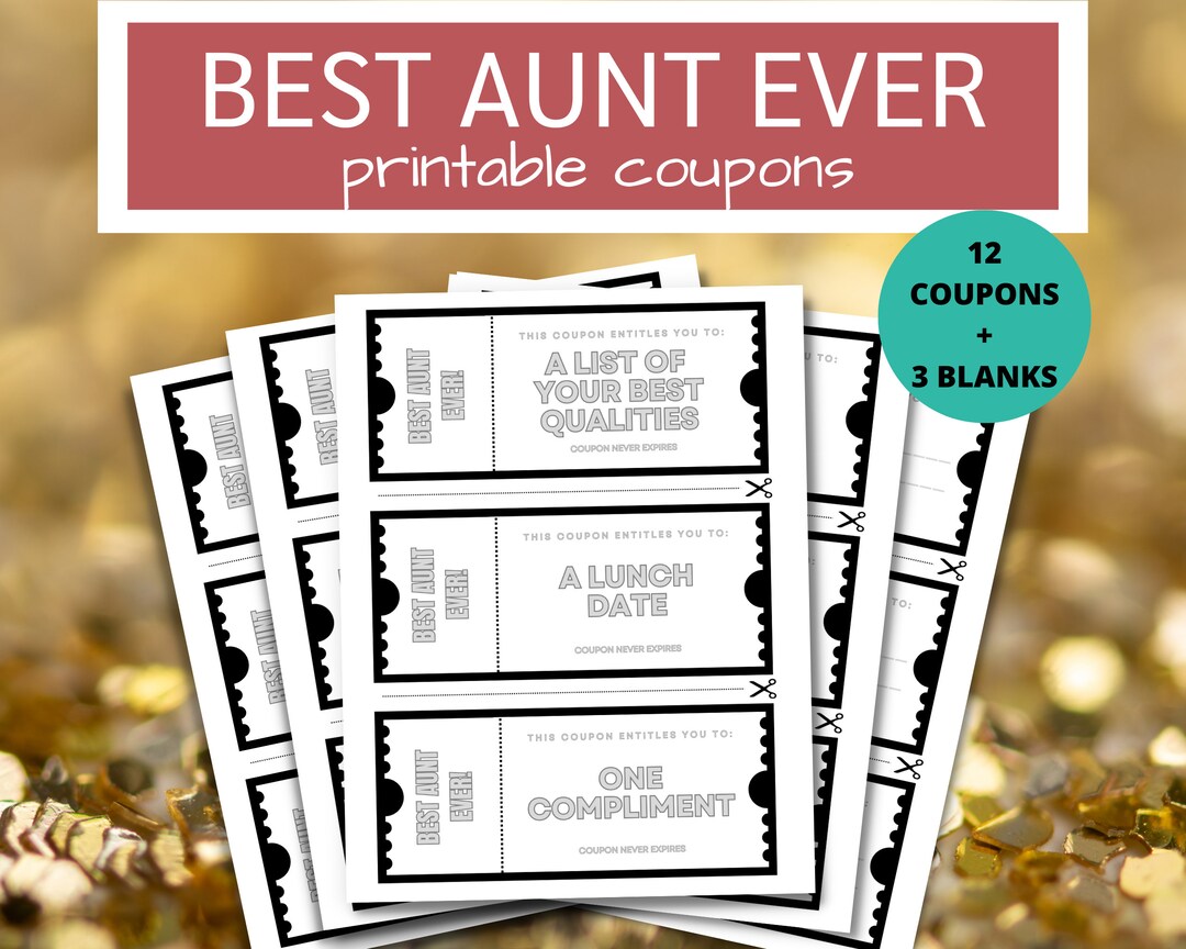 Aunt Coupon Book Best Aunt Ever Birthday Voucher Gift for Aunt Presents for Aunt Last