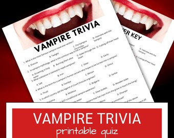 Vampire Trivia Quiz: Spooky Halloween Game Night (Printable PDF)