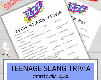 Teen Slang Trivia Printable Game | Gen Alpha Words Quiz | Generation Alpha Activity for Parents | Rizz Skibidi Toilet Yeet Bussin Gassing