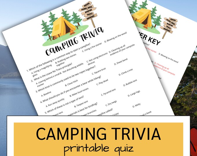 Camping Trivia Game, Camping Quiz Games, Camp Printables, Wildlife ...
