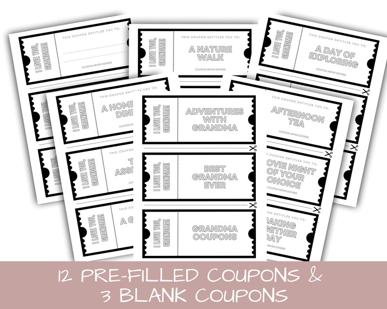 Grandma All Occasion Printable Coupon Book | Gift Vouchers for Mother ...